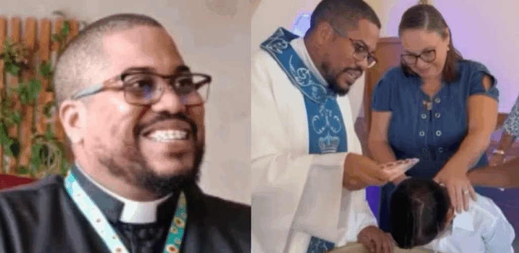 Padre celebra Batismo Inclusivo com criança autista e familiares durante cerimônia adaptada em igreja inclusiva de Planaltina