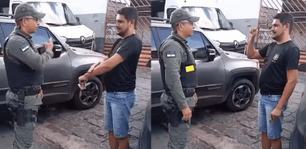 Policial se comunica em Libras com motorista surdo durante abordagem em operação da Lei Seca em Caruaru
