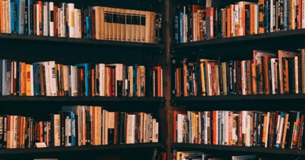Estante cheia de livros variados, representando diversidade de temas e o poder transformador da leitura