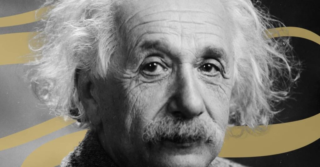 Retrato em preto e branco de Albert Einstein, lembrado pelos 100 anos de sua visita ao Brasil