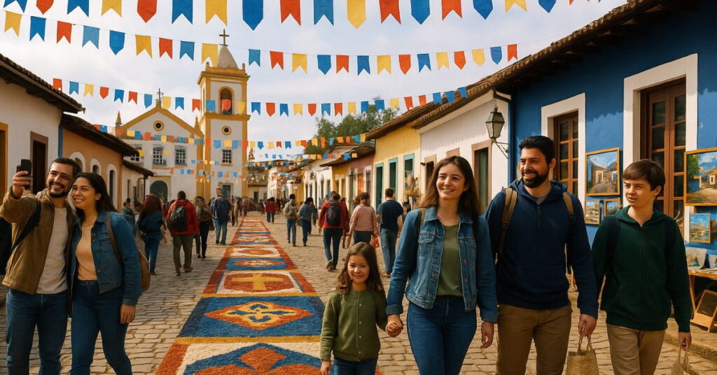 Turismo paulista no Corpus Christi em cidade histórica