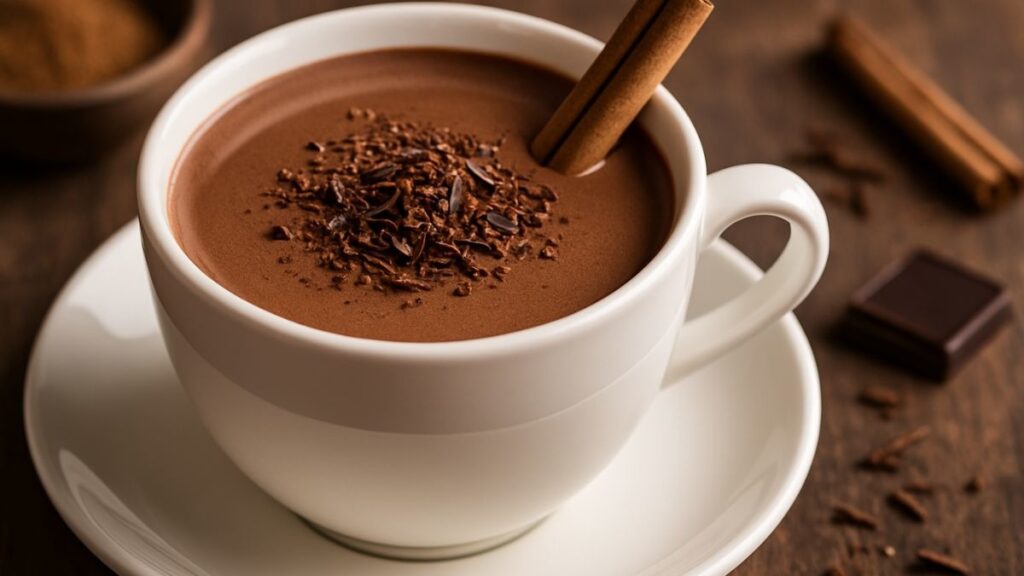 Chocolate quente premium servido em porcelana fina no Palácio Tangará