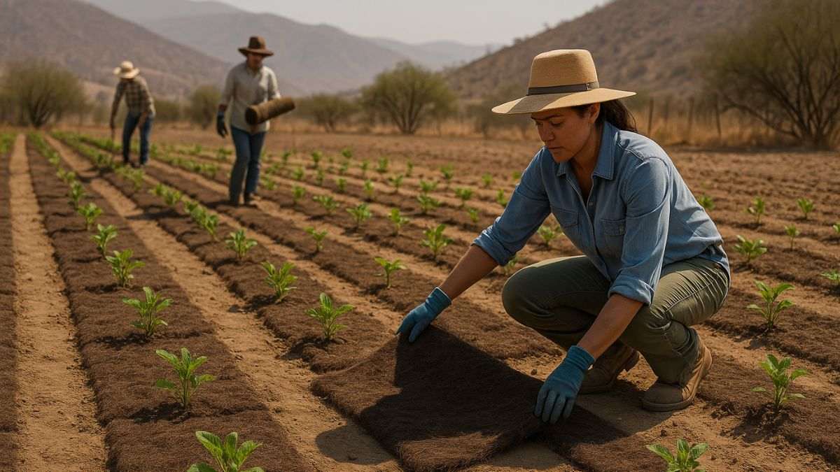 Tapetes de cabelo humano no Chile reduzem a evaporação e combatem a seca