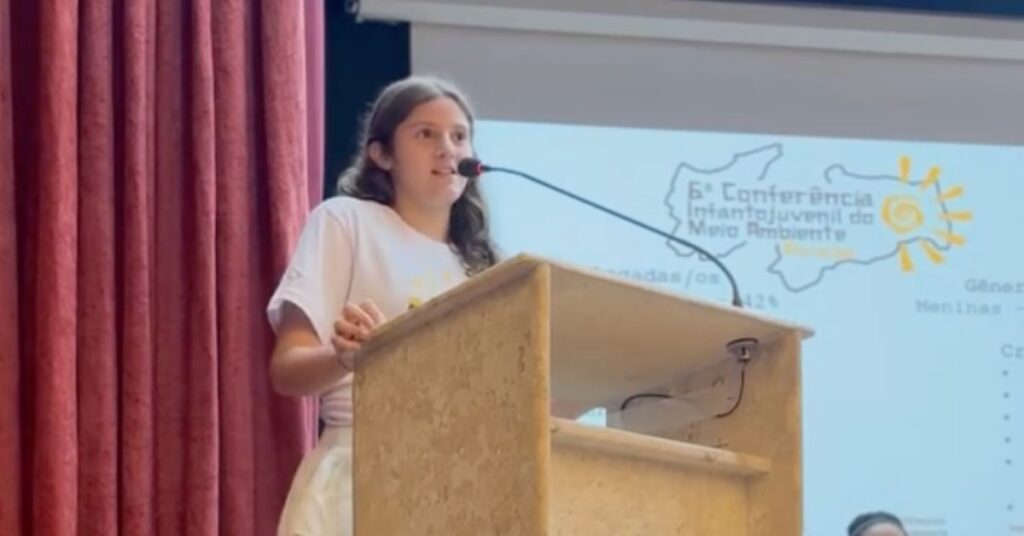 Mavi na COP30 em Belém falando sobre meio ambiente