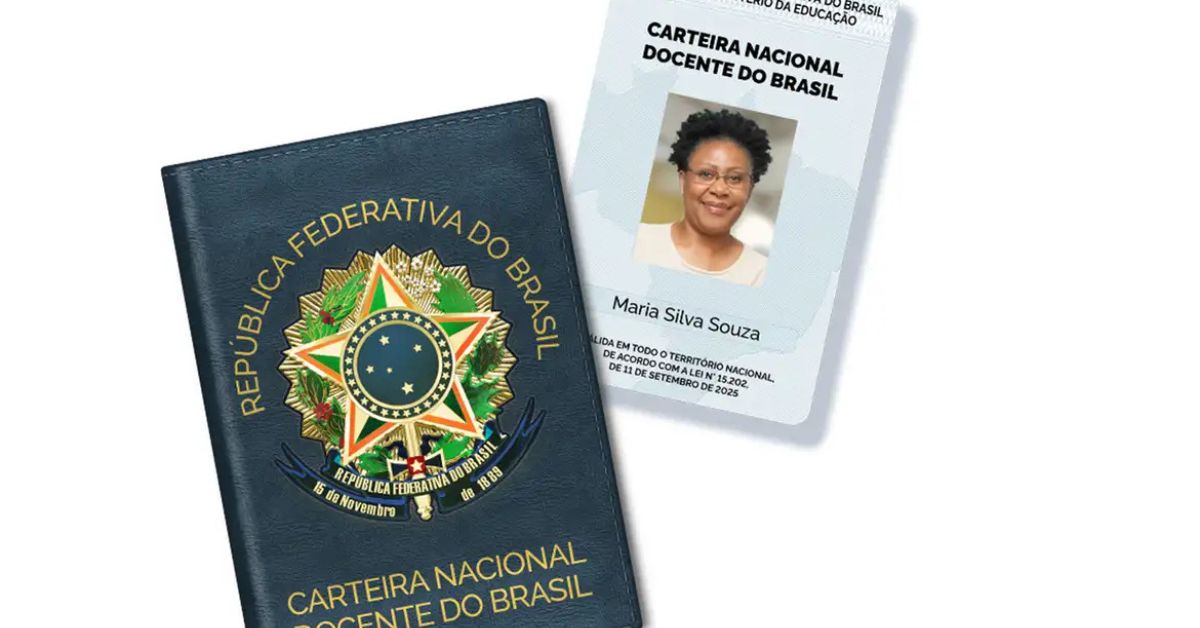 Carteira Nacional Docente do Brasil emitida pelo MEC.