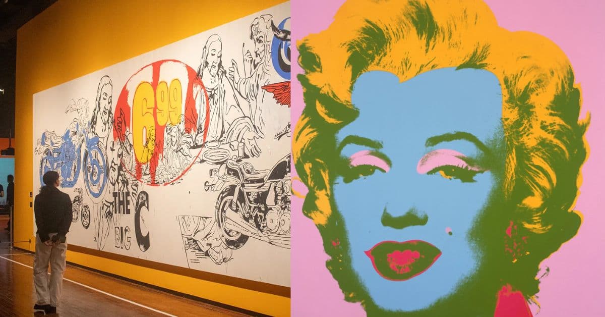 eventos culturais em são paulo - visitante observa obra de Andy Warhol na exposição “Pop Art!” no MAB FAAP em São Paulo