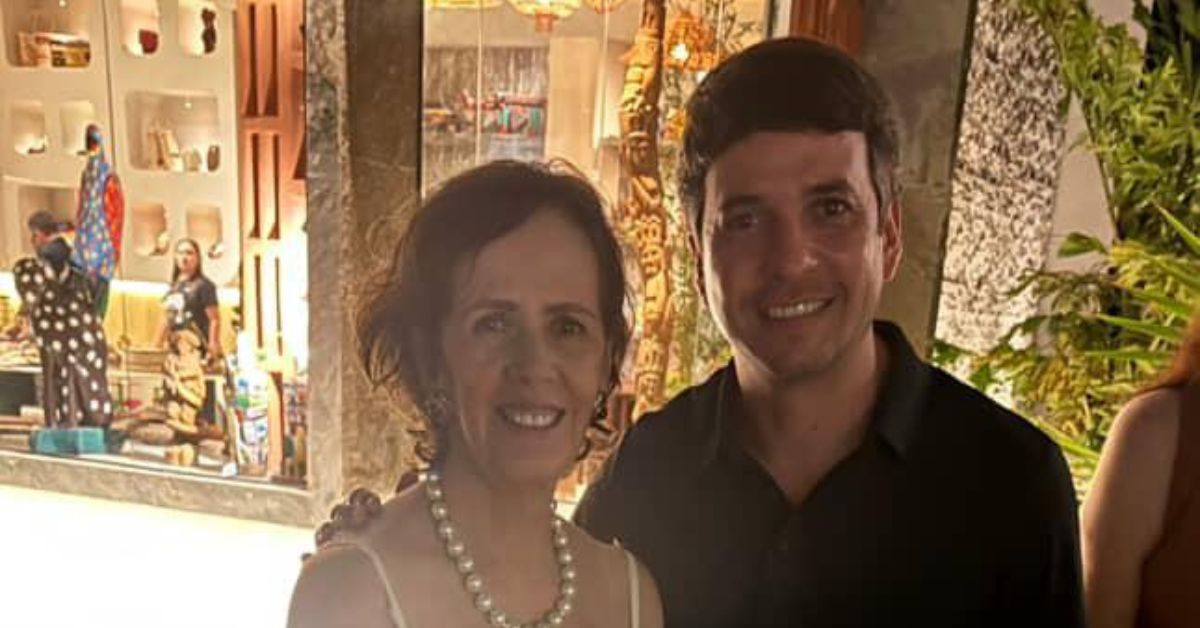 Neuma Figueirêdo e Breno Machado na abertura da CASA COR Ceará 2025, evento com parceria da Singular Serviços.