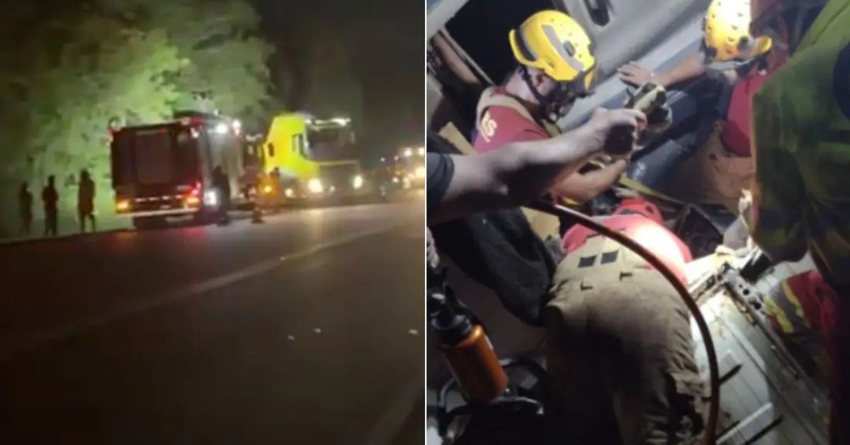 equipes realizam resgate em acidente no RS durante operação noturna