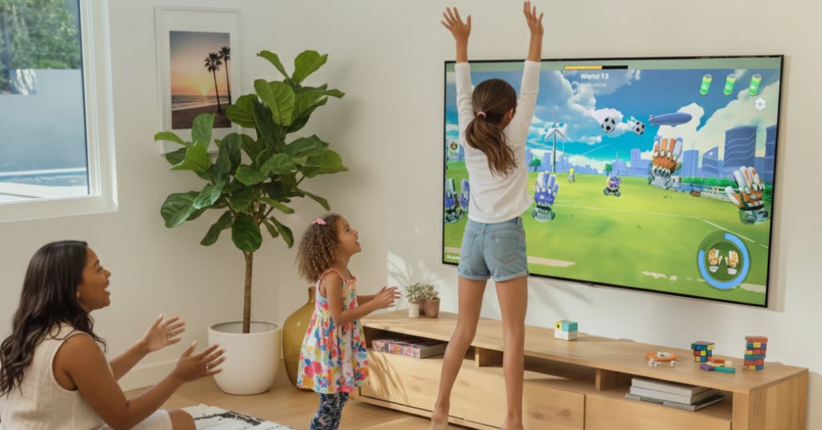 ogos ativos de presente estimulando crianças a se movimentarem em casa