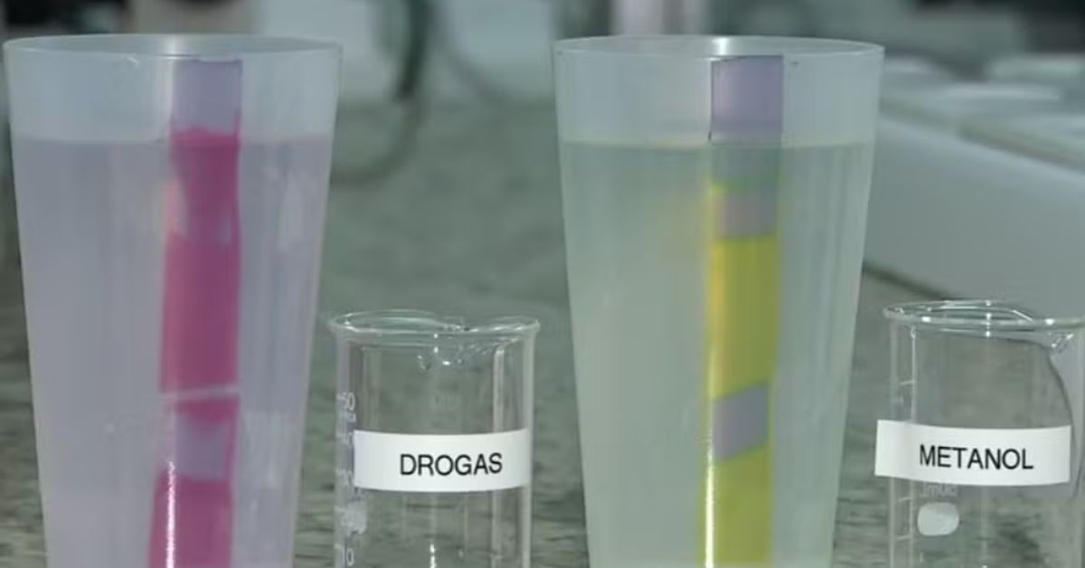 copo detecta bebida adulterada por mudança de cor em reação química