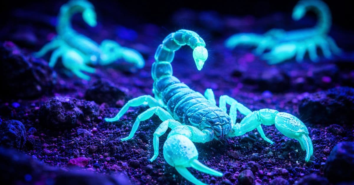 animais que brilham no escuro sob luz ultravioleta