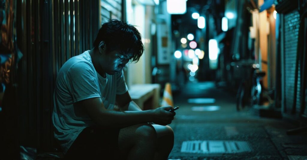 app chinês para quem mora sozinho em uso noturno no celular