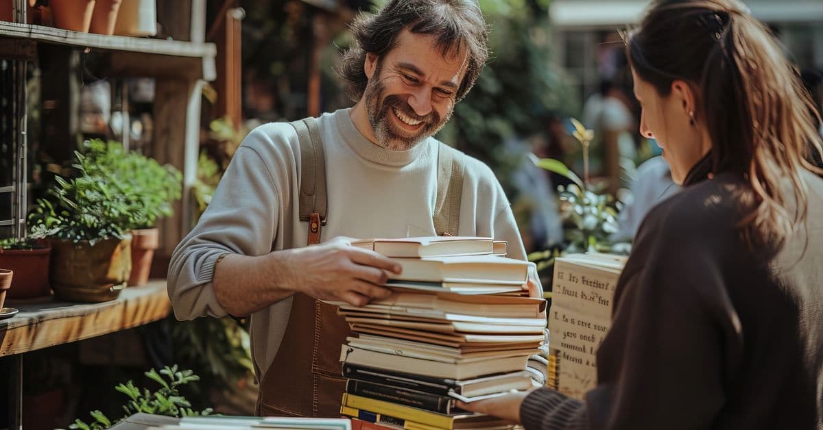 mercado de livros no Brasil em livraria com leitores