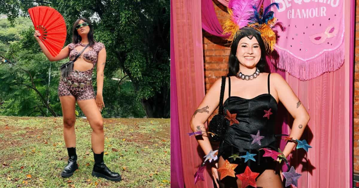 tendências de moda no Carnaval 2026 com renda, microshorts e pedrarias em looks carnavalescos