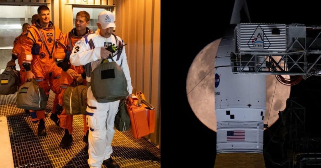 missão da NASA à Lua com astronautas e cápsula Órion