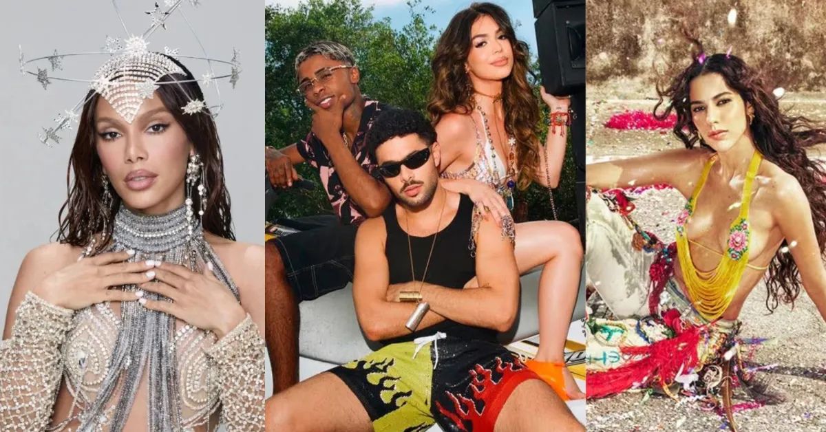Artistas dos hits do Carnaval 2026 em ensaio promocional com estética de verão